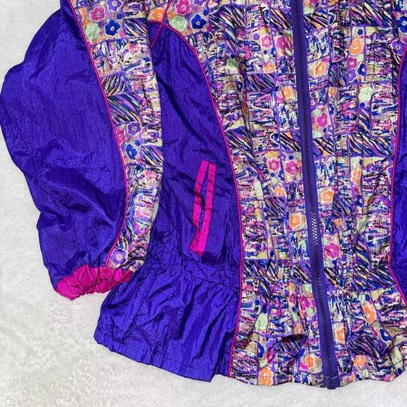 Vintage 80’s Windbreaker Jacket with Colourful Purple Print - Picture 2 of 7